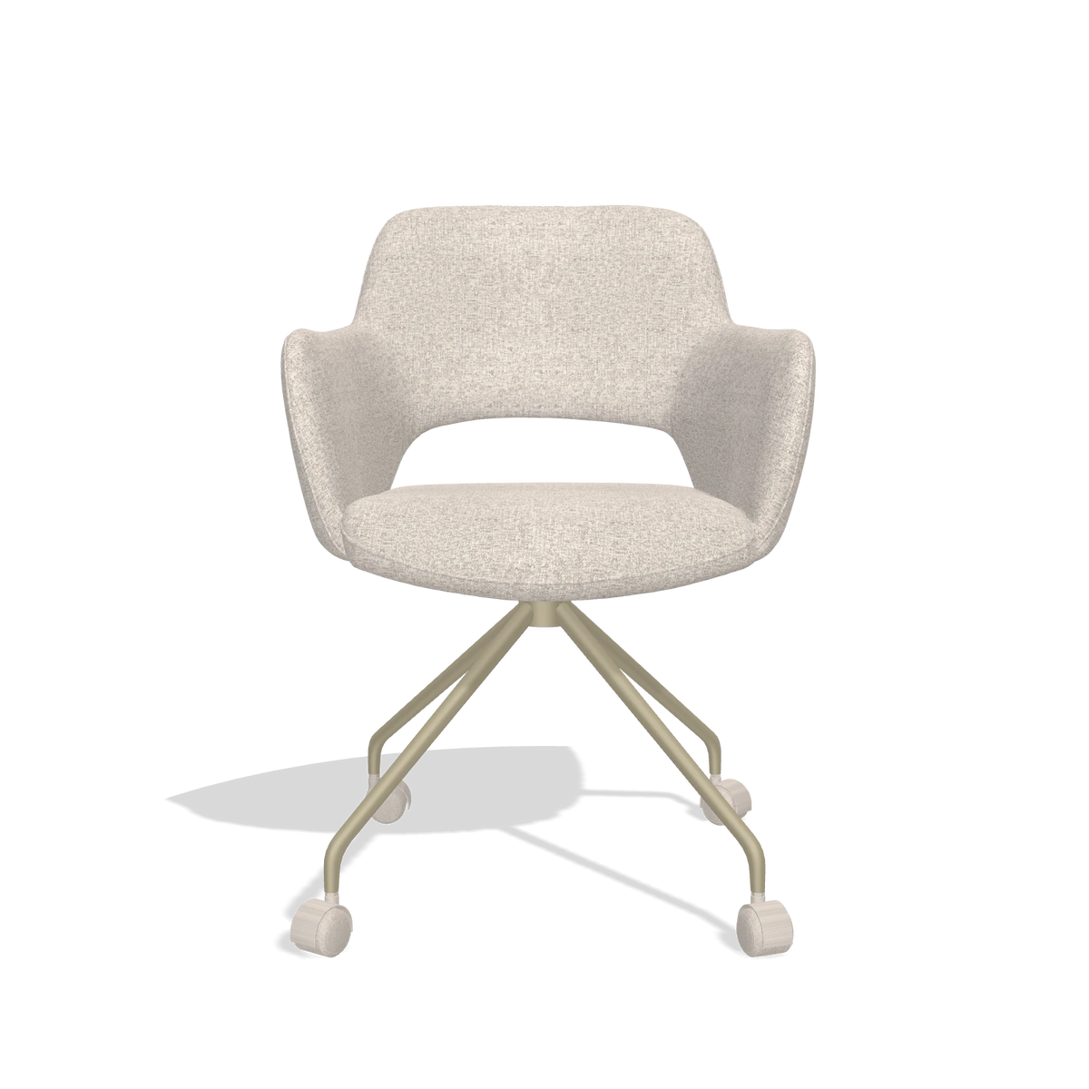 Sedia da pranzo Jolly 6517 in tessuto Oasis 196 (grigio chiaro), gambe in champagne, vista frontale
