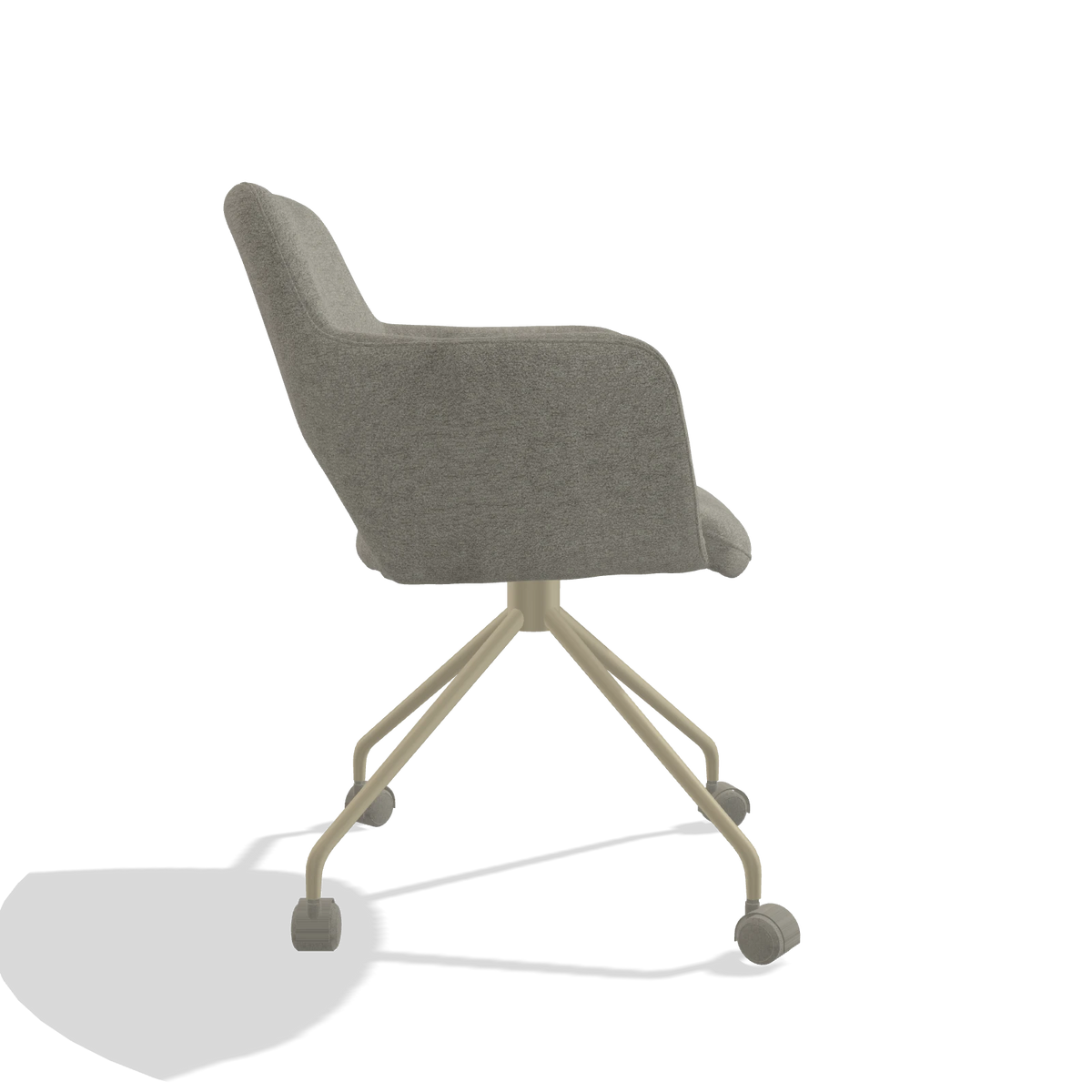 Dining Chair Jolly 6517 in Stella 10 fabric (taupe), champagne legs, side view
