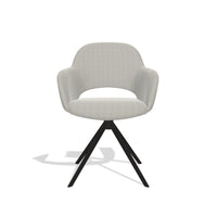 Julien 6585 dining chair in Sneak 01 Natural fabric with black swivel base, front view