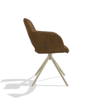 Dining Chair Julien 6585 in Adore 132 fabric (brown), champagne swivel base, side view