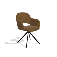 Dining Chair Julien 6585 in Adore 132 fabric (brown), espresso swivel base, angled view