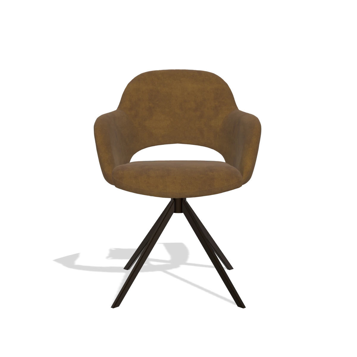 Dining Chair Julien 6585 in Adore 132 fabric (brown), espresso swivel base, front view