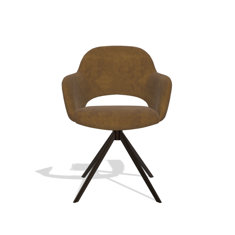 Dining Chair Julien 6585 in Adore 132 fabric (brown), espresso swivel base, front view