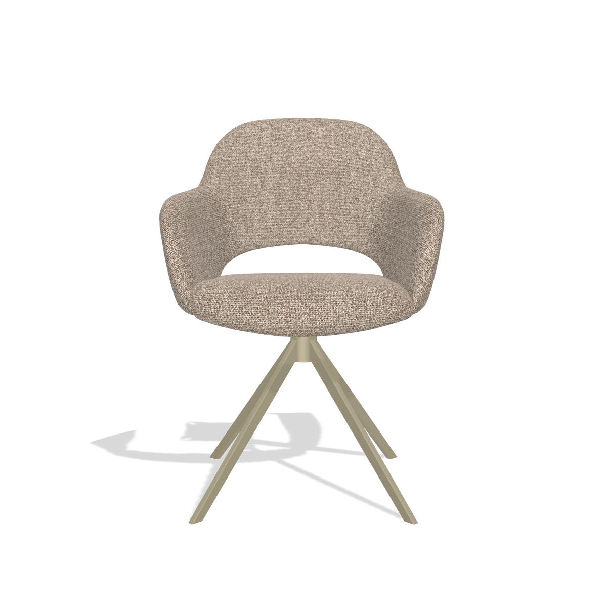 Esszimmerstuhl Julien 6585 in Stoff Cayenne 15 (Taupe), Drehfuß in Champagner, Vorderansicht