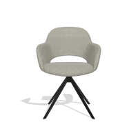Chaise de salle à manger Julien 6585 en tissu Glory 01 (grège), pied pivotant en noir, vue de face