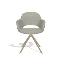 Chaise de salle à manger Julien 6585 en tissu Glory 01 (grège), pied pivotant en champagne, vue de face