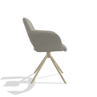 Chaise de salle à manger Julien 6585 en tissu Glory 01 (grège), pied pivotant en champagne, vue de profil