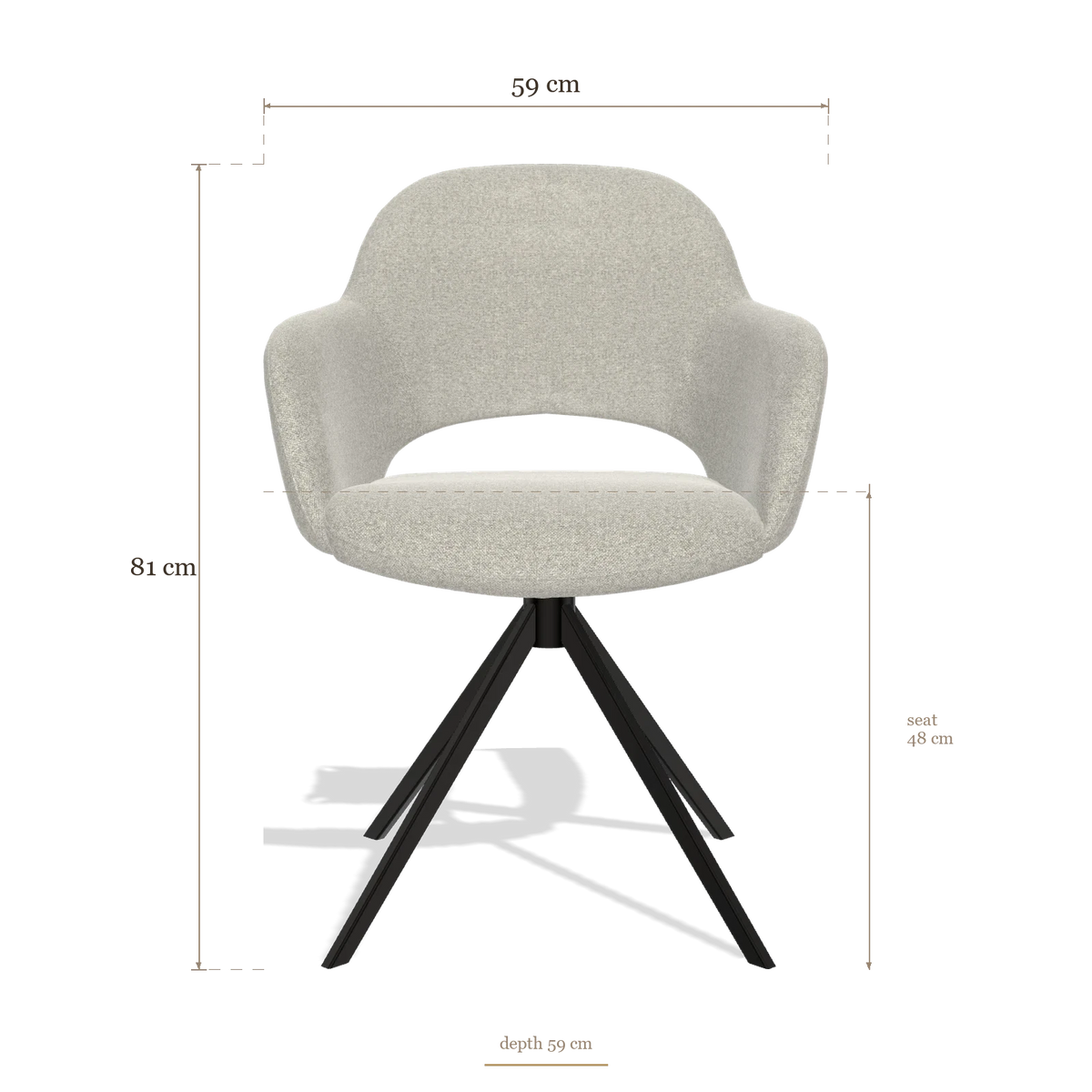 Chaise de salle à manger Julien 6585, dimensions 59 x 59 x 81 cm