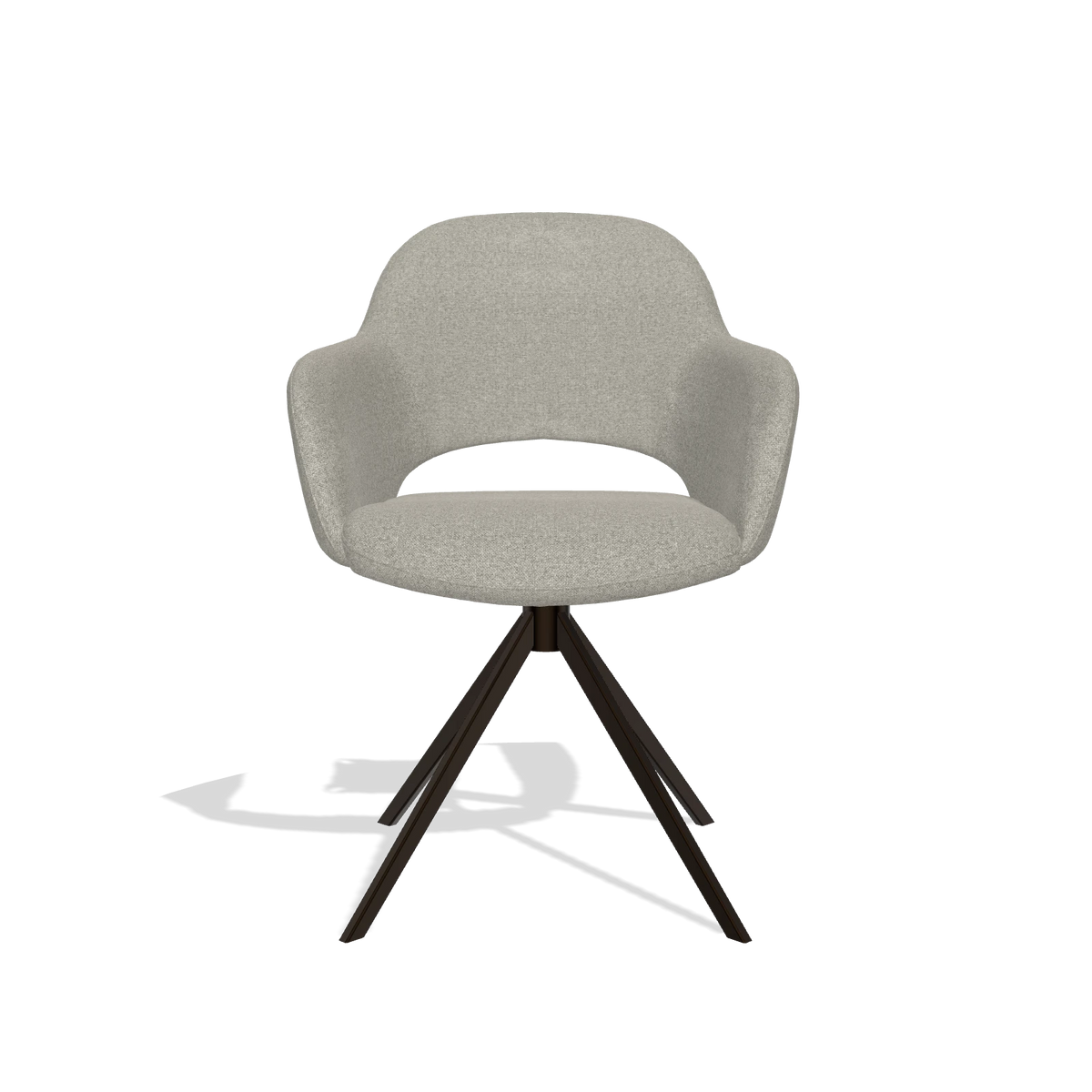 Chaise de salle à manger Julien 6585 en tissu Glory 01 (grège), pied pivotant en espresso, vue de face