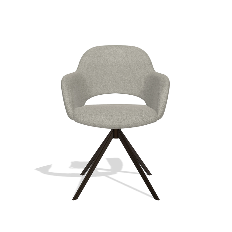 Chaise de salle à manger Julien 6585 en tissu Glory 01 (grège), pied pivotant en espresso, vue de face