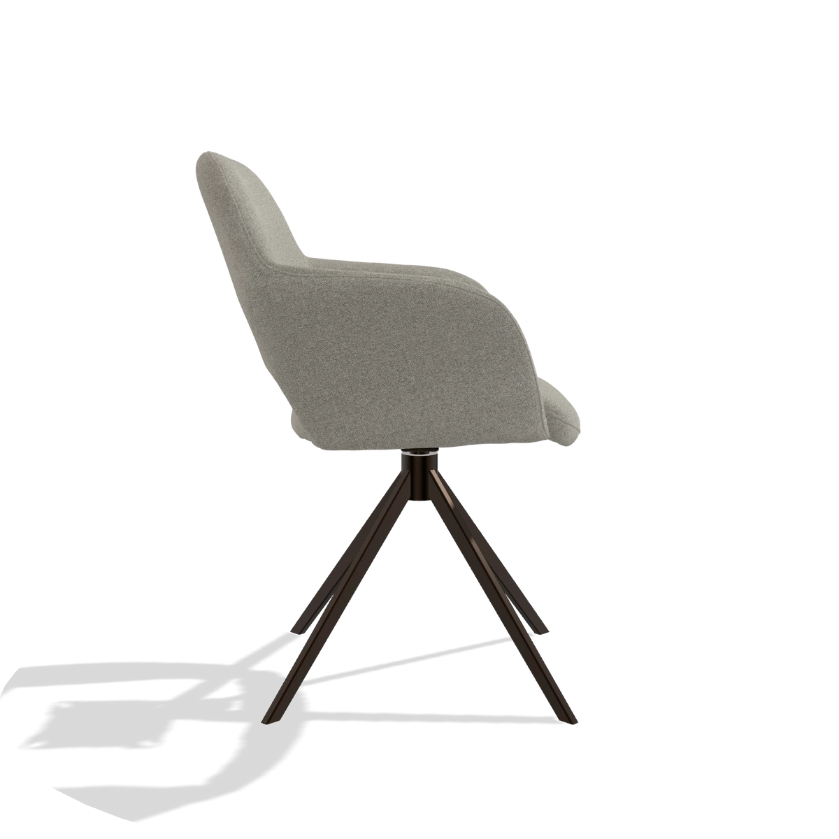 Chaise de salle à manger Julien 6585 en tissu Glory 01 (grège), pied pivotant en espresso, vue de profil