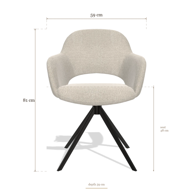 Silla de comedor Julien 6585, medidas 59 x 59 x 81 cm