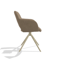 Silla de comedor Julien 6585 en tela Glory 13 (topo), base giratoria en champán, vista lateral