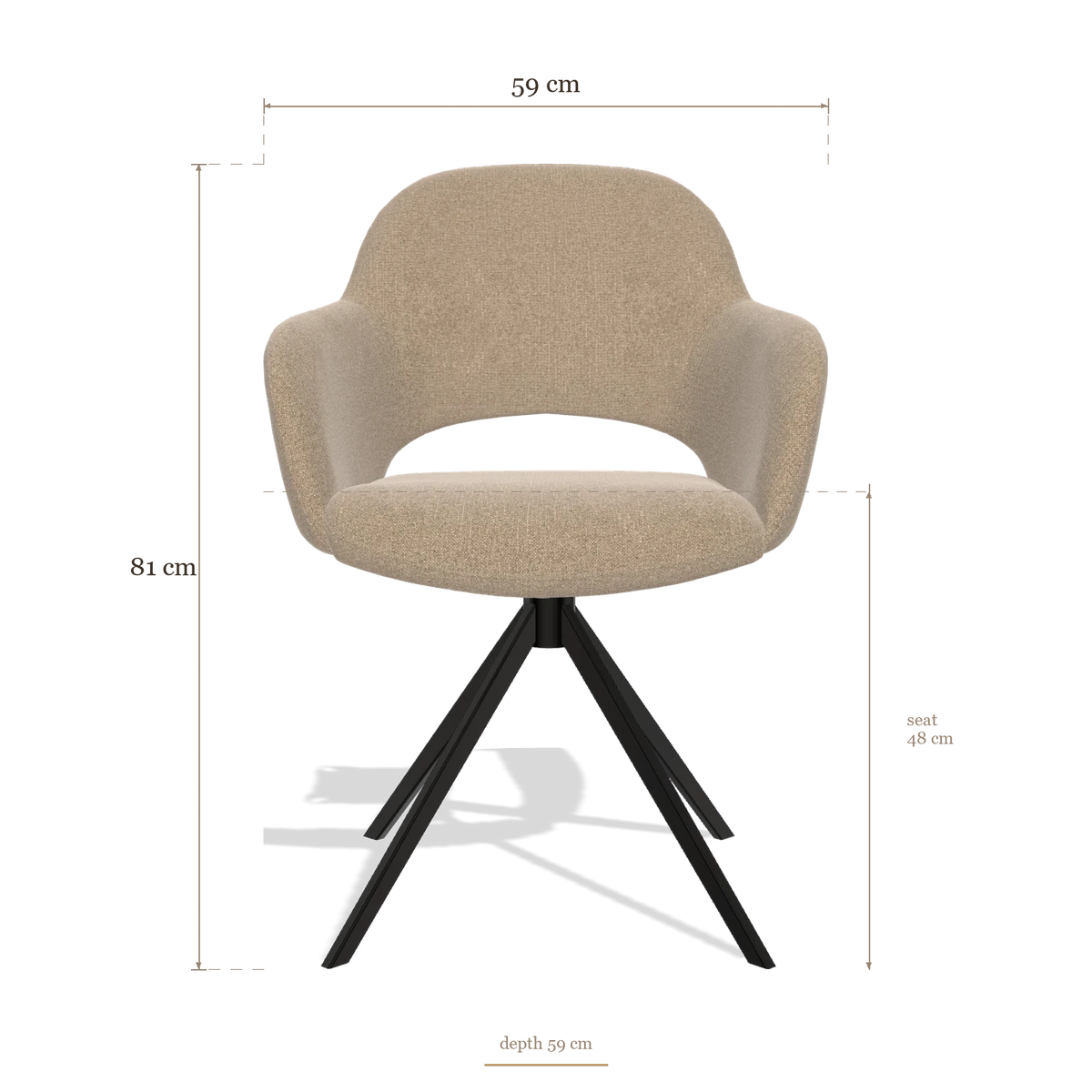 Silla de comedor Julien 6585, medidas 59 x 59 x 81 cm
