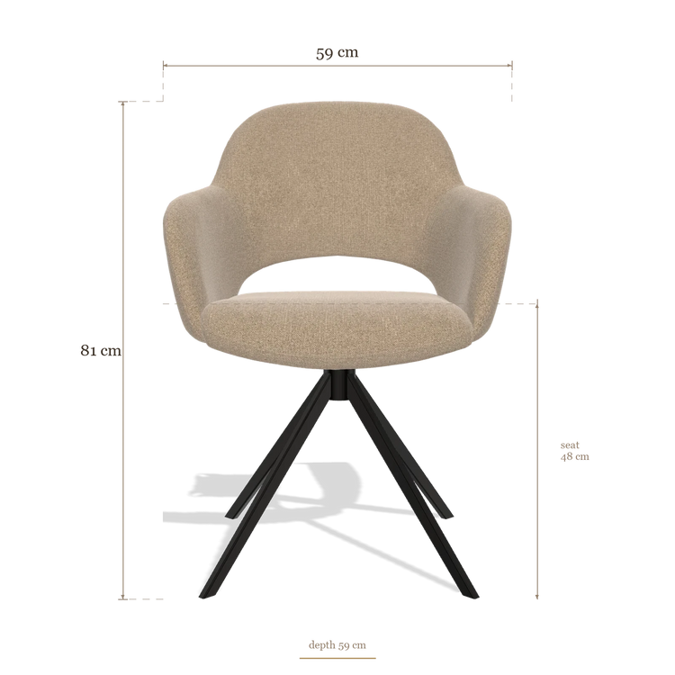 Silla de comedor Julien 6585, medidas 59 x 59 x 81 cm