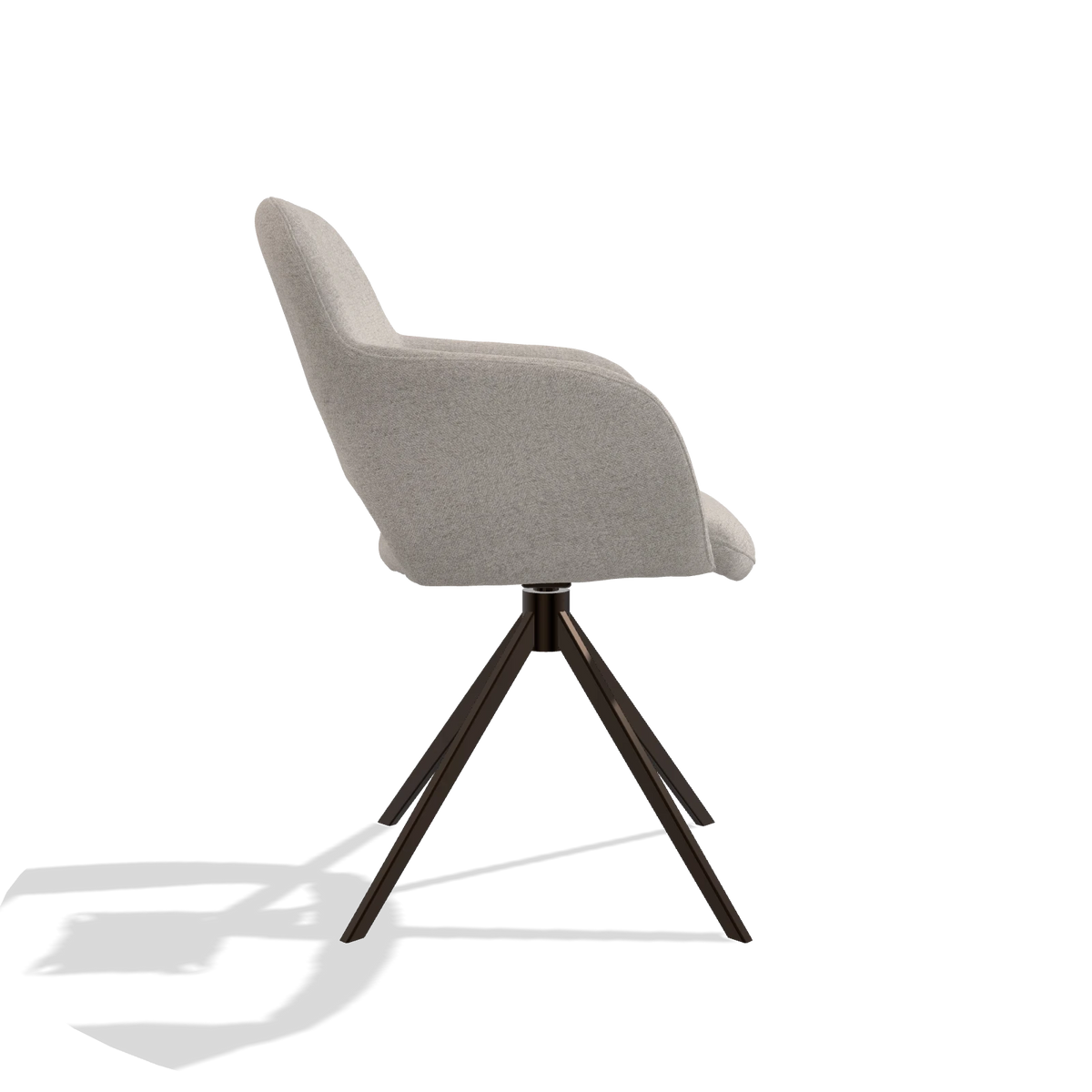 Eetkamerstoel Julien 6585 in stof Glory 196 (oudroze), draaivoet in espresso, zijaanzicht