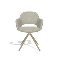 Dining Chair Julien 6585 in Horta 05 fabric (greige), champagne swivel base, front view