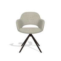 Dining Chair Julien 6585 in Horta 05 fabric (greige), espresso swivel base, front view