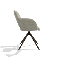 Dining Chair Julien 6585 in Horta 05 fabric (greige), espresso swivel base, side view