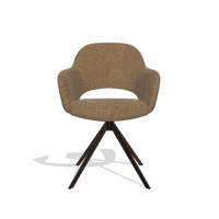 Dining Chair Julien 6585 in Horta 23 fabric (olive), espresso swivel base, front view
