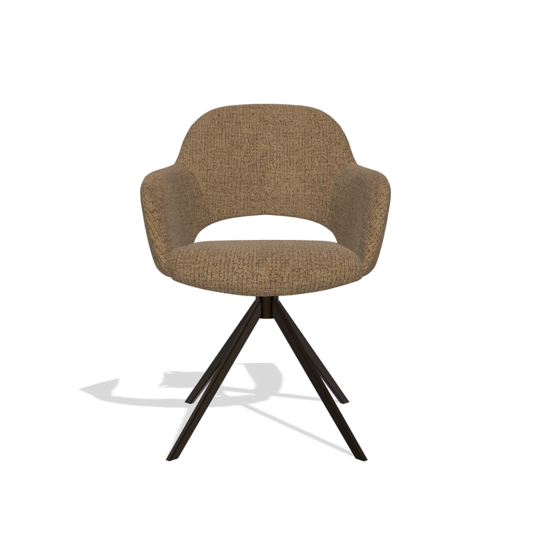 Dining Chair Julien 6585 in Horta 23 fabric (olive), espresso swivel base, front view