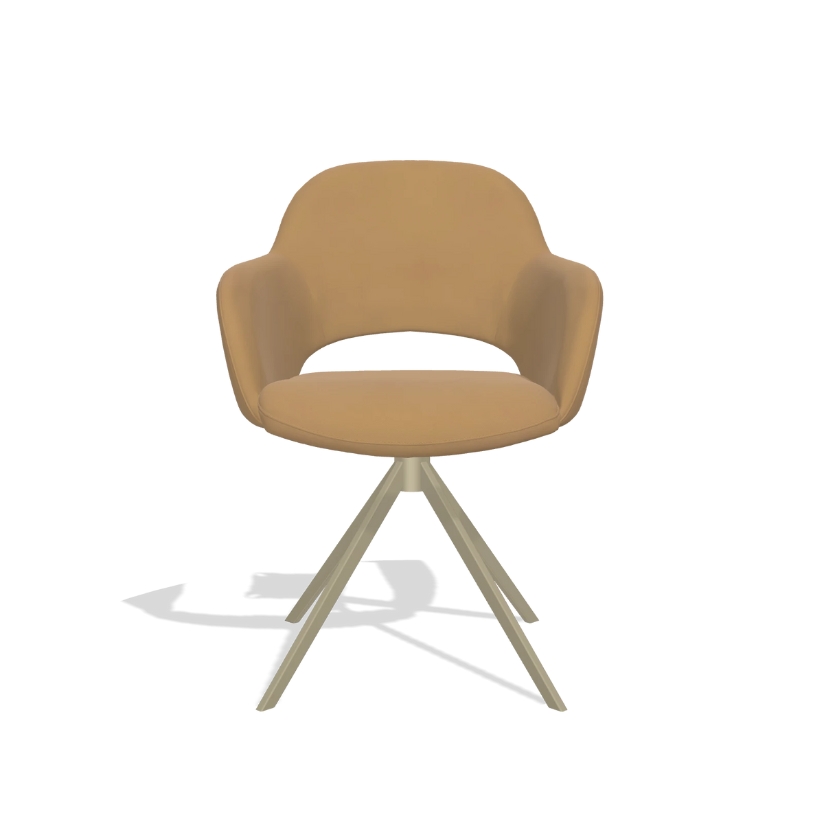 Dining Chair Julien 6585 in Leather A823 (mustard), champagne swivel base, front view
