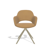 Dining Chair Julien 6585 in Leather A823 (mustard), champagne swivel base, front view