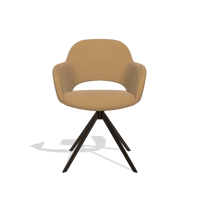 Dining Chair Julien 6585 in Leather A823 (mustard), espresso swivel base, front view