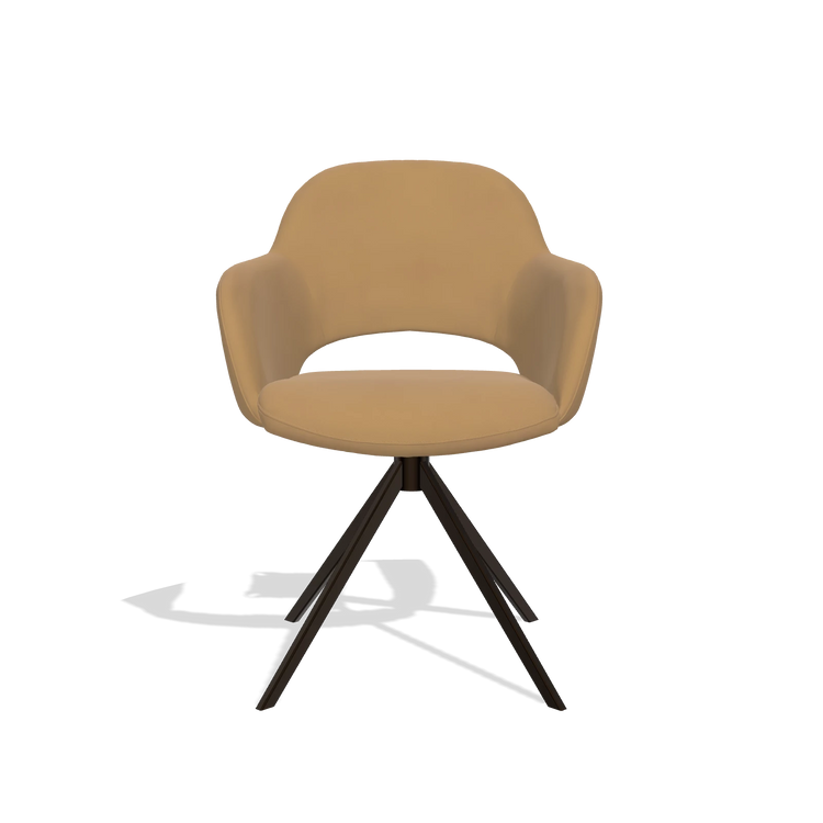Dining Chair Julien 6585 in Leather A823 (mustard), espresso swivel base, front view
