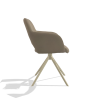 Dining Chair Julien 6585 in Leather A824 (sage), champagne swivel base, side view