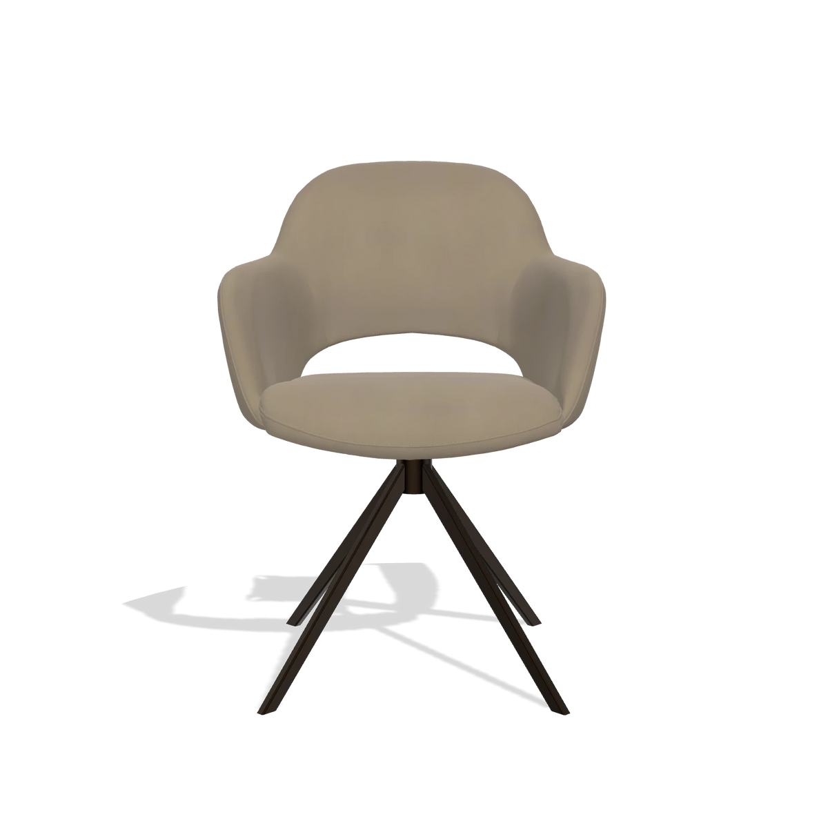 Dining Chair Julien 6585 in Leather A824 (sage), espresso swivel base, front view