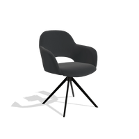 Dining Chair Julien 6585 in Leather B500 (black), black swivel base, angled view