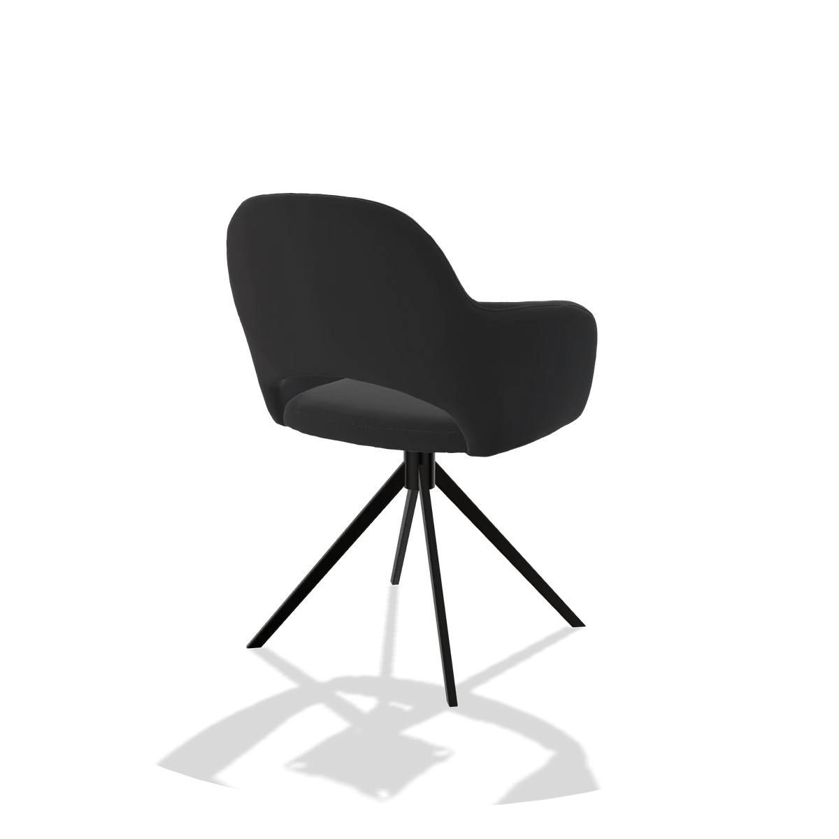 Dining Chair Julien 6585 in Leather B500 (black), black swivel base, back angled view