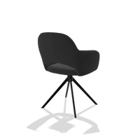 Dining Chair Julien 6585 in Leather B500 (black), black swivel base, back angled view