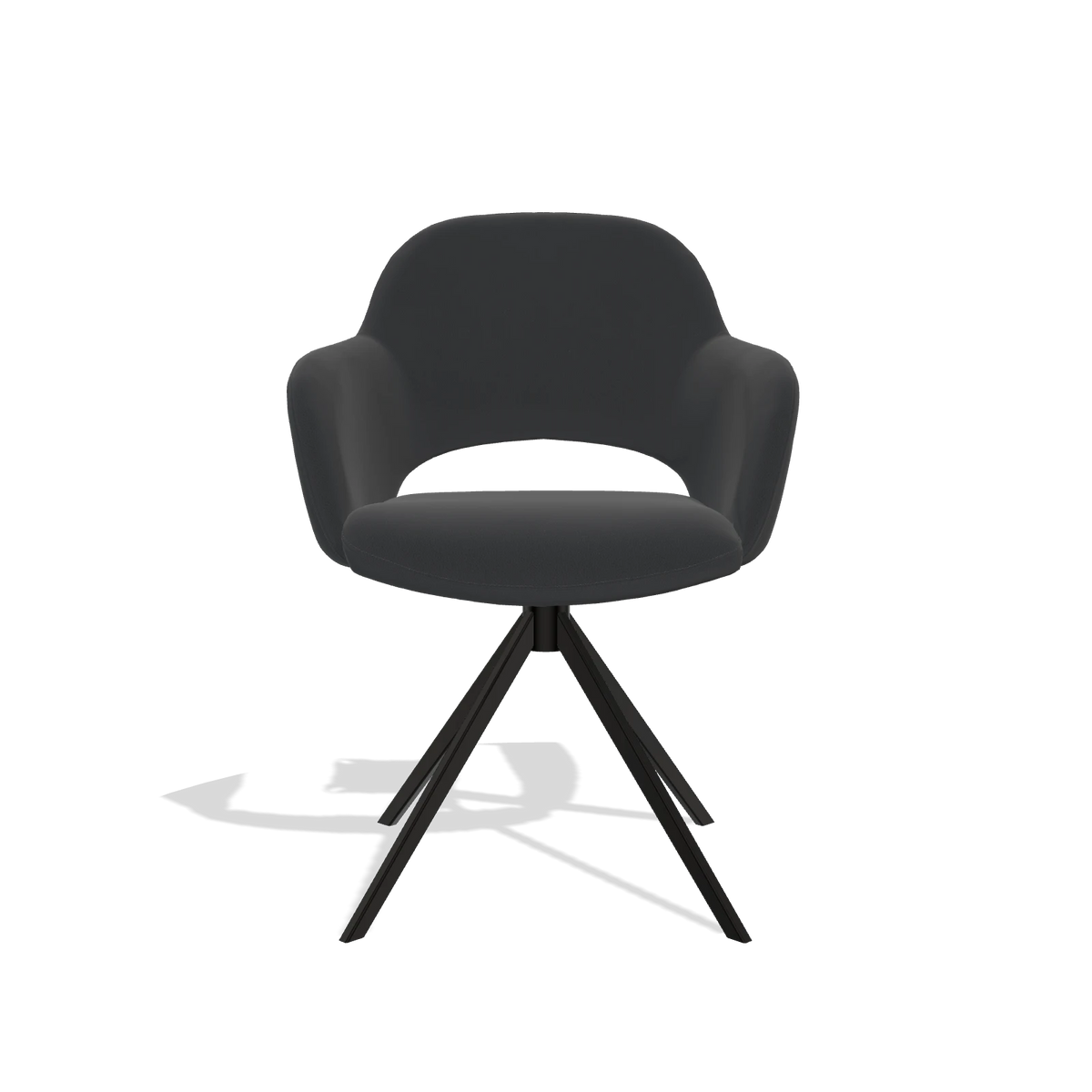 Dining Chair Julien 6585 in Leather B500 (black), black swivel base, front view