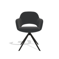 Dining Chair Julien 6585 in Leather B500 (black), black swivel base, front view