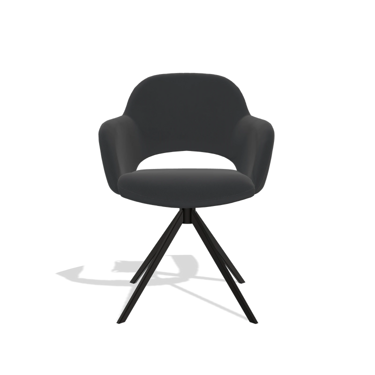 Dining Chair Julien 6585 in Leather B500 (black), black swivel base, front view