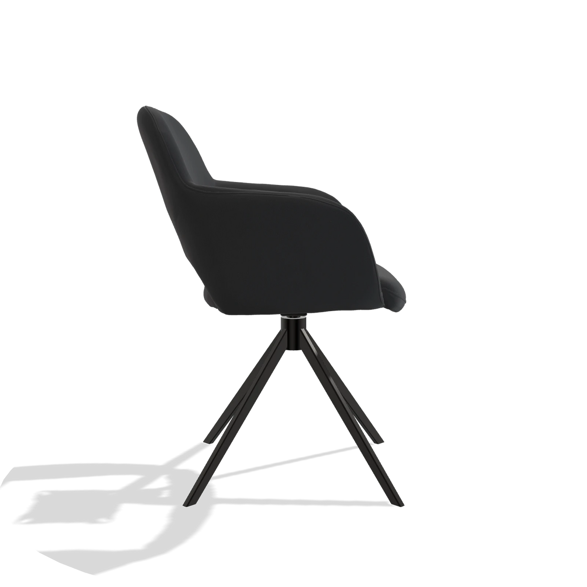 Dining Chair Julien 6585 in Leather B500 (black), black swivel base, side view
