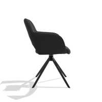 Dining Chair Julien 6585 in Leather B500 (black), black swivel base, side view