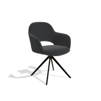 Dining Chair Julien 6585 in Leather B500 (black), espresso swivel base, angled view