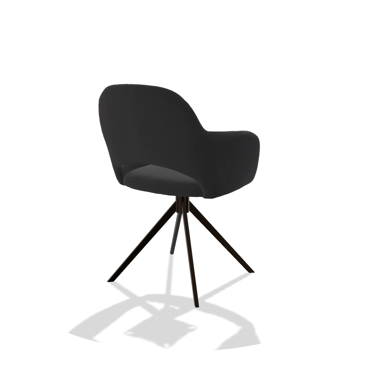 Dining Chair Julien 6585 in Leather B500 (black), espresso swivel base, back angled view