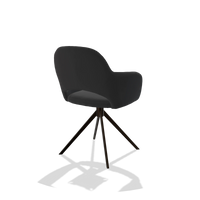 Dining Chair Julien 6585 in Leather B500 (black), espresso swivel base, back angled view