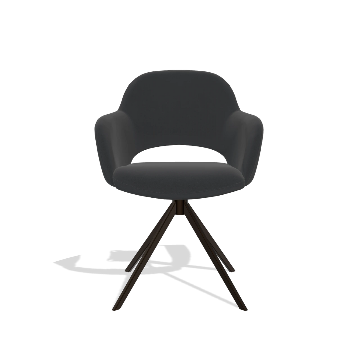 Dining Chair Julien 6585 in Leather B500 (black), espresso swivel base, front view