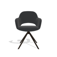 Dining Chair Julien 6585 in Leather B500 (black), espresso swivel base, front view