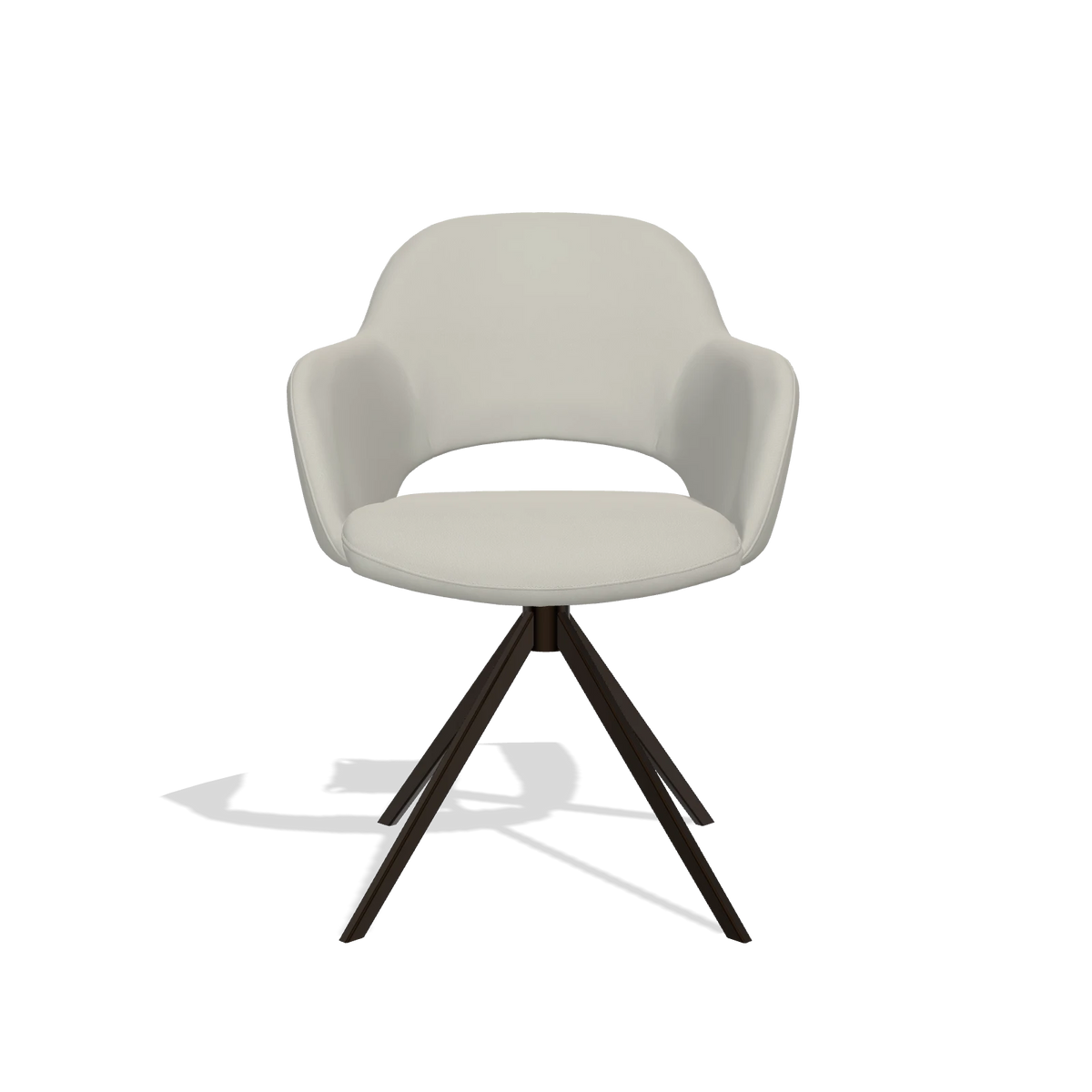 Eetkamerstoel Julien 6585 in Leder B506 (lichtgrijs), draaivoet in espresso, vooraanzicht