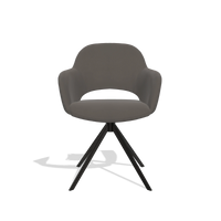 Dining Chair Julien 6585 in Leather B918 (dark grey), black swivel base, front view