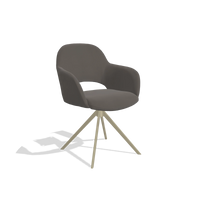 Dining Chair Julien 6585 in Leather B918 (dark grey), champagne swivel base, angled view