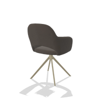 Dining Chair Julien 6585 in Leather B918 (dark grey), champagne swivel base, back angled view