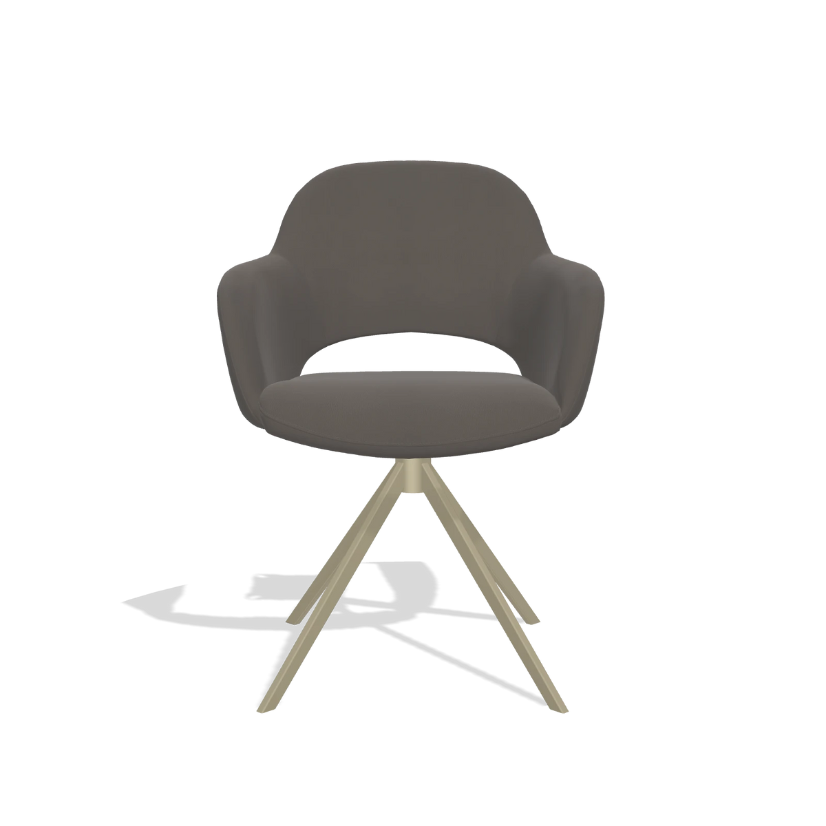 Dining Chair Julien 6585 in Leather B918 (dark grey), champagne swivel base, front view