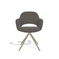 Dining Chair Julien 6585 in Leather B918 (dark grey), champagne swivel base, front view